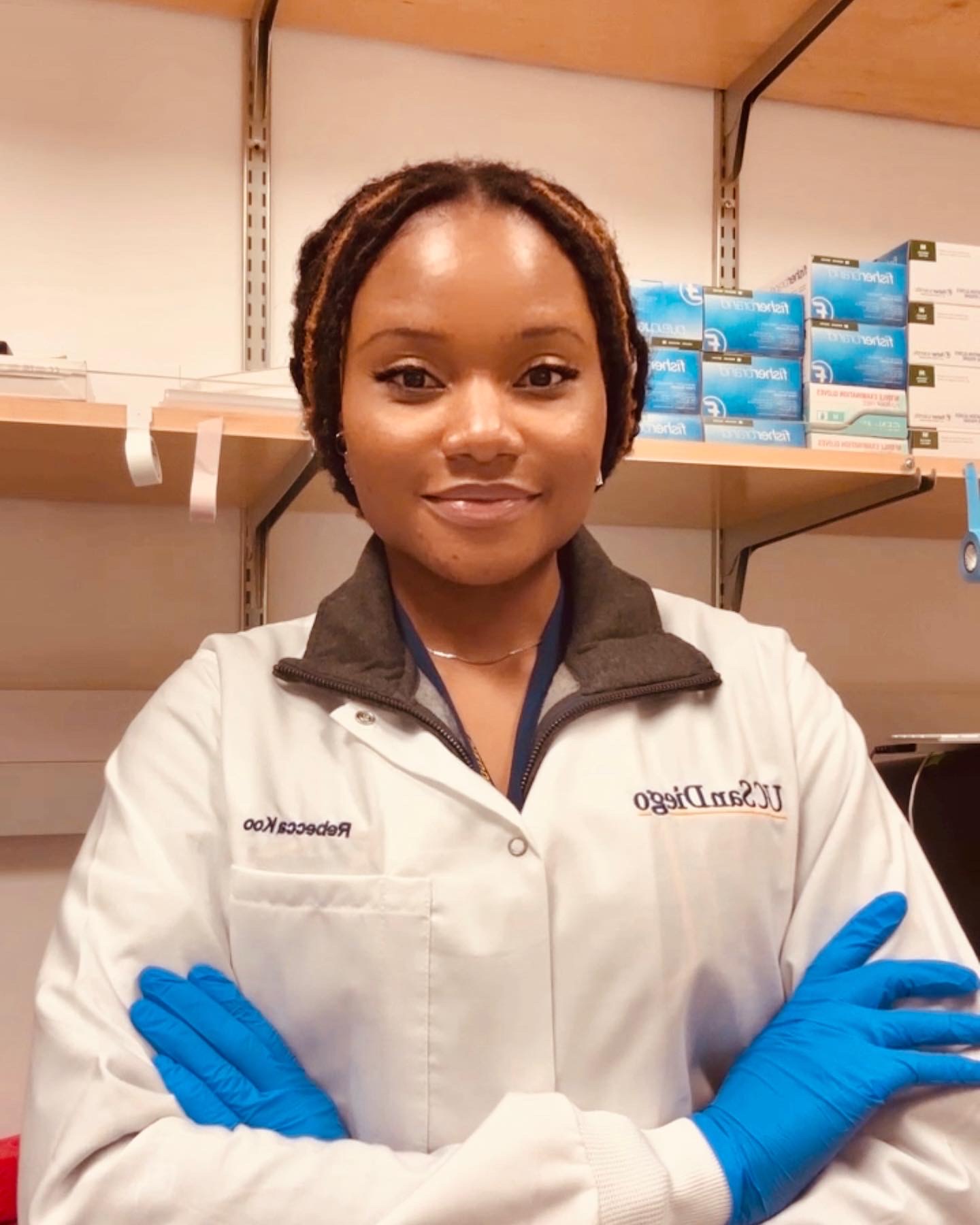 Dr. Jennifer C. Onuora in the laboratory, UC San Diego